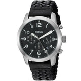 Fossil Pilot 54 Chronograph Black Dial Black Leather Strap Watch for Men - FS5181 Authentic Buy Shop Now