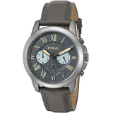 Fossil Grant Chronograph Gunmetal Grey Dial Grey Leather Strap Watch for Men - FS5183 Authentic Buy Shop Now