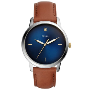 Fossil The Minimalist 3H Blue Dial Brown Leather Strap Watch for Men - FS5499 Authentic Buy Shop Now