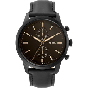Fossil Goodwin Chronograph Black Dial Black Leather Strap Watch for Men - FS5585 Authentic Buy Shop Now