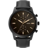 Fossil Goodwin Chronograph Black Dial Black Leather Strap Watch for Men - FS5585 Authentic Buy Shop Now