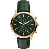 Fossil Townsman Chronograph Green Dial Green Leather Strap Watch for Men - FS5599 Authentic Buy Shop Now