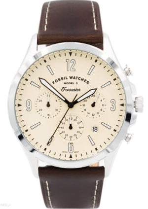 Fossil Forrester Chronograph White Dial Brown Leather Strap Watch for Men - FS5696 Authentic Buy Shop Now