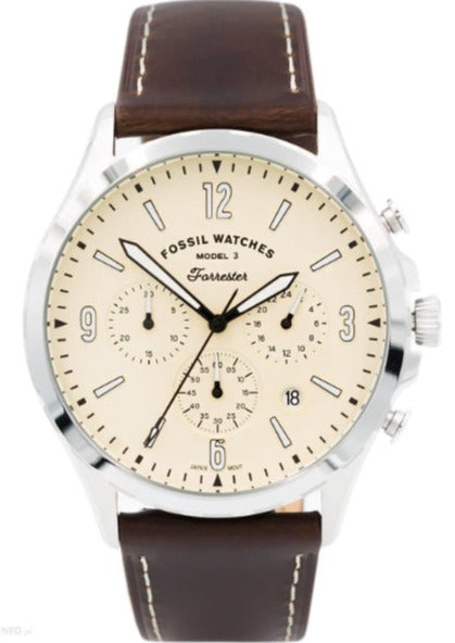 Fossil Forrester Chronograph White Dial Brown Leather Strap Watch for Men - FS5696 Authentic Buy Shop Now