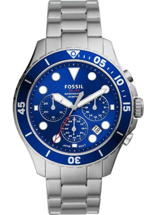 Fossil FB-03 Chronograph Blue Dial Silver Steel Strap Watch for Men - FS5724 Authentic Buy Shop Now