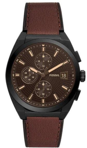 Fossil Everett Chronograph Black Dial Brown Leather Strap Watch for Men - FS5798 Authentic Buy Shop Now