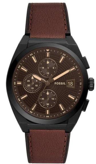 Fossil Everett Chronograph Black Dial Brown Leather Strap Watch for Men - FS5798 Authentic Buy Shop Now