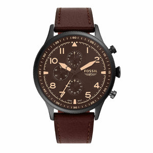 Fossil Retro Pilot Chronograph Brown Dial Brown Leather Strap Watch for Men - FS5833 Authentic Buy Shop Now