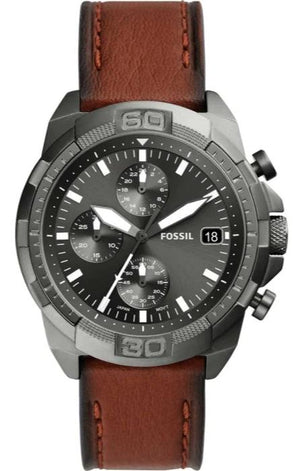Fossil Bronson Chronograph Grey Dial Brown Leather Strap Watch for Men - FS5855 Authentic Buy Shop Now