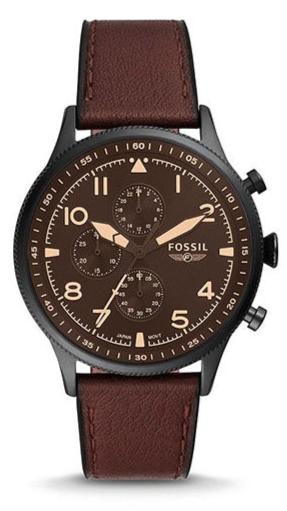 Fossil Retro Pilot Chronograph Brown Dial Brown Leather Strap Watch for Men - FS5833 Authentic Buy Shop Now