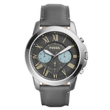 Fossil Grant Chronograph Gunmetal Grey Dial Grey Leather Strap Watch for Men - FS5183 Authentic Buy Shop Now