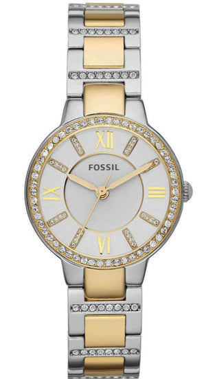 Fossil Virginia Silver Dial Two Tone Steel Strap Watch for Women - ES3503 Authentic Buy Shop Now