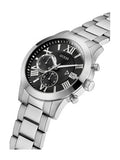 Guess Atlas Chronograph Black Dial Silver Steel Strap Watch For Men - W0668G3 Authentic Buy Shop Now