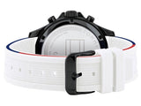 Tommy Hilfiger Bank Chronograph White Dial White Rubber Strap Watch for Men - 1791723 Authentic Buy Shop Now