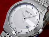 Gucci G Timeless Diamonds Silver Dial Silver Steel Strap Watch For Men - YA126404 Authentic Buy Shop Now