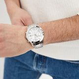 Guess Atlas Chronograph Silver Dial Silver Steel Strap Watch For Men - W0668G7 Authentic Buy Shop Now