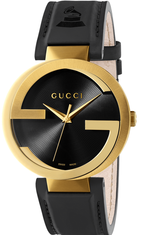 Gucci Interlocking Special Edition Grammy Black Dial Black Leather Strap Watch For Men - YA133208 Authentic Buy Shop Now