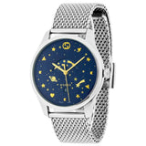 Gucci G-Timeless Motifs Moon Phase Blue Dial Silver Mesh Bracelet Watch For Men - YA126328 Authentic Buy Shop Now