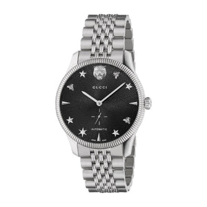Gucci G Timeless Automatic Black Dial Silver Steel Strap Watch For Men - YA126353 Authentic Buy Shop Now