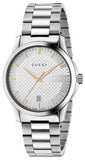 Gucci G Timeless Silver Dial Silver Steel Strap Unisex Watch - YA126442 Authentic Buy Shop Now