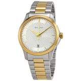 Gucci G Timeless Silver Dial Two Tone Steel Strap Watch For Men - YA126474 Authentic Buy Shop Now