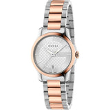 Gucci G Timeless Silver Dial Two Tone Steel Strap Watch For Women - YA126528 Authentic Buy Shop Now