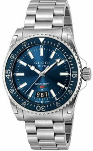 Gucci Dive Quartz Blue Dial Silver Steel Strap Watch For Men - YA136311 Authentic Buy Shop Now