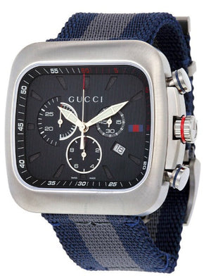 Gucci Coupe Chronograph Blue Dial Two Tone NATO Strap Watch for Men - YA131203 Authentic Buy Shop Now