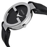 Gucci G Interlocking Black Dial Black Leather Strap Watch For Women - YA133301 Authentic Buy Shop Now