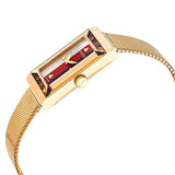 Gucci G-Frame Mother of Pearl Dial Yellow Gold Mesh Bracelet Watch For Women - YA147410 Authentic Buy Shop Now