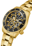 Guess Axle Multifunction Black Dial Gold Steel Strap Watch For Men - GW0488G2 Authentic Buy Shop Now