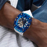 Guess Phoenix Analog Blue Dial White Silicone Strap Watch For Men - GE0499G6 Authentic Buy Shop Now