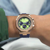 Guess Empire Analog Quartz Lime Green Dial Blue Silicon Strap Watch for Men - GW0583G3 Authentic Buy Shop Now