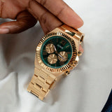 Guess Equity Analog Green Dial Gold Steel Strap Watch For Men - GW0703G2 Authentic Buy Shop Now