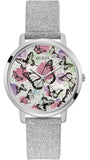 Guess Sparkle Butterfly White Dial Silver Leather Strap Watch For Women - GW0008L1 Authentic Buy Shop Now