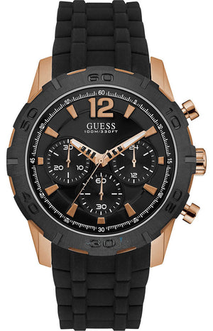 Guess Caliber Chronograph Black Dial Black Rubber Strap Watch for Men - W0864G2 Authentic Buy Shop Now