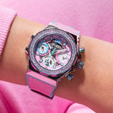 Guess Fusion Chronograph Pink Dial Pink Leather Strap Watch for Women - GW0553L5 Authentic Buy Shop Now