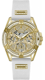 Guess Queen Quartz Gold Dial White Silicone Strap Watch For Women - GW0536L2 Authentic Buy Shop Now
