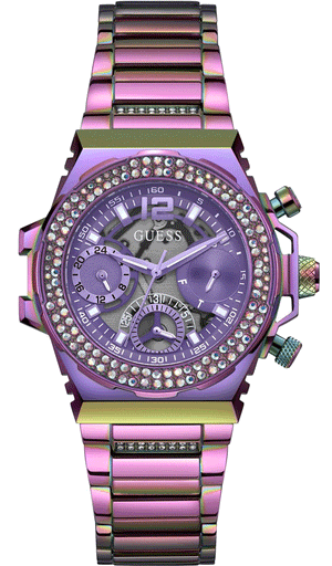 Guess Fusion Chronograph Purple Dial Purple Steel Strap Watch for Women - GW0552L4 Authentic Buy Shop Now