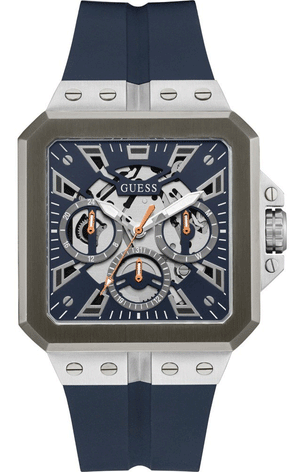 Guess Leo Chronograph Navy Blue Dial Blue Silicone Strap Watch For Men - GW0637G1 Authentic Buy Shop Now