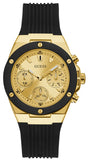 Guess Athena Gold Dial Black Rubber Strap Watch For Women - GW0030L2 Authentic Buy Shop Now