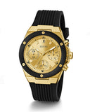 Guess Athena Gold Dial Black Rubber Strap Watch For Women - GW0030L2 Authentic Buy Shop Now