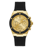 Guess Athena Gold Dial Black Rubber Strap Watch For Women - GW0030L2 Authentic Buy Shop Now