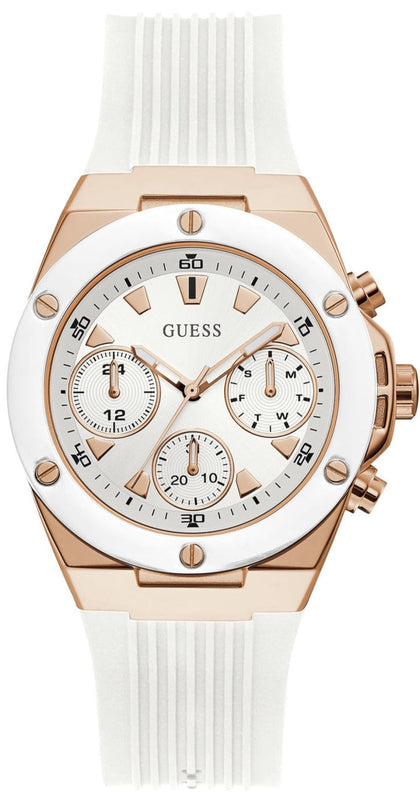 Guess Athena White Dial White Rubber Strap Watch For Women - GW0030L3 Authentic Buy Shop Now