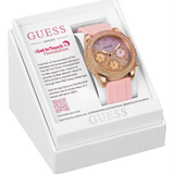 Guess Sparkling Chronograph Crystals Pink Dial Pink Silicone Strap Watch For Women - GW0032L4 Authentic Buy Shop Now
