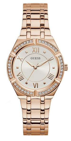 Guess Cosmo Diamonds Silver Dial Rose Gold Steel Strap Watch For Women - GW0033L3 Authentic Buy Shop Now