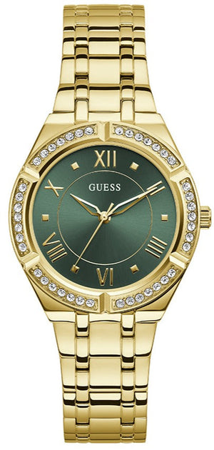 Guess Cosmo Diamonds Green Dial Gold Steel Strap Watch for Women - GW0033L8 Authentic Buy Shop Now