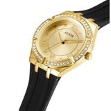 Guess Cosmo Diamonds Gold Dial Black Rubber Strap Watch for Women - GW0034L1 Authentic Buy Shop Now
