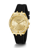 Guess Cosmo Diamonds Gold Dial Black Rubber Strap Watch for Women - GW0034L1 Authentic Buy Shop Now