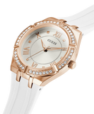 Guess Cosmo Diamonds Silver Dial White Rubber Strap Watch for Women - GW0034L2 Authentic Buy Shop Now
